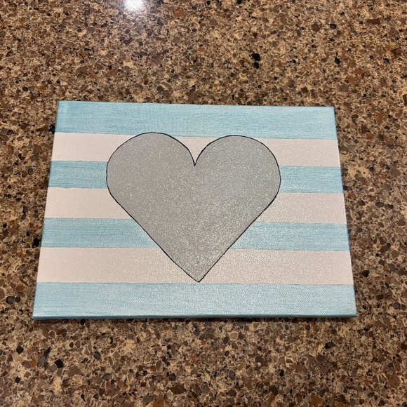 Heart Stripe Shimmery Canvas Print 9x12 - Picture 1 of 7